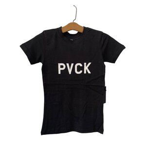 PVCK Short Sleeve Graphic T Shirt Youth Boys Medium Solid Black Cotton Basic NEW